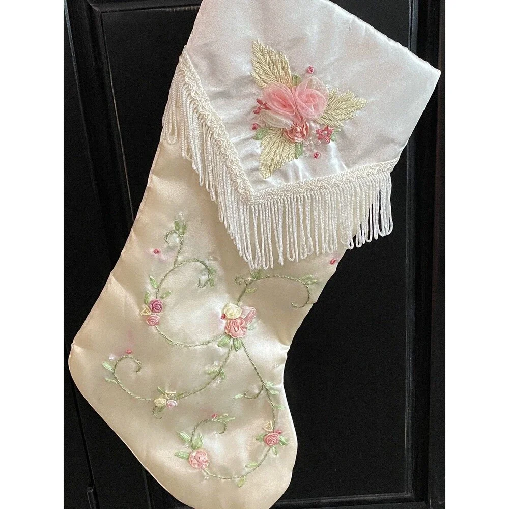 Christmas Stocking Victorian Style Embellished Large 18” Unbranded